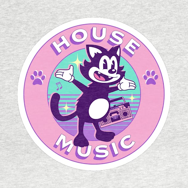 HOUSE MUSIC - Cartoon House Cat by DISCOTHREADZ 